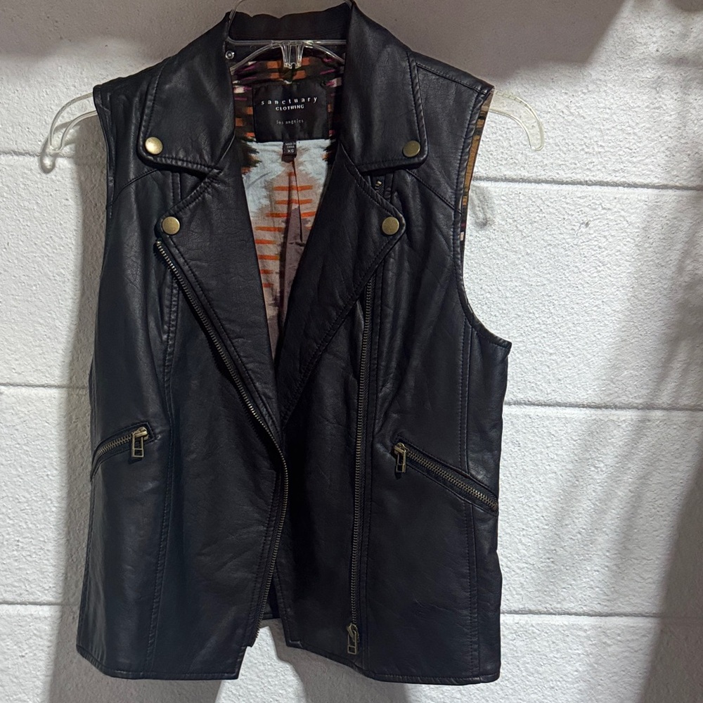 Sanctuary Multicolor Patterned Lining Leather Vest